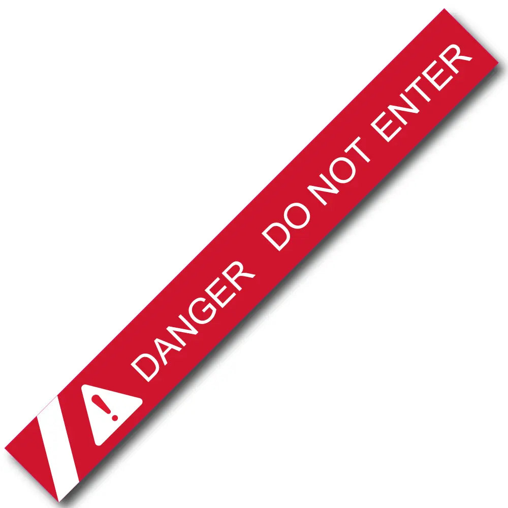 BARRICADE TAPE DANGER DO NOT ENTER RED (WITH STRIPE AND CRITICAL WARNING SYMBOL)