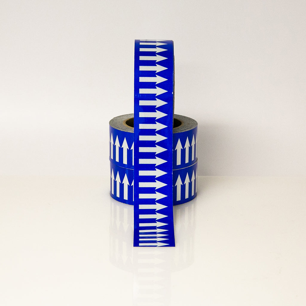 REFLECTIVE DIRECTIONAL FLOW ARROW TAPE - BLUE/WHITE
