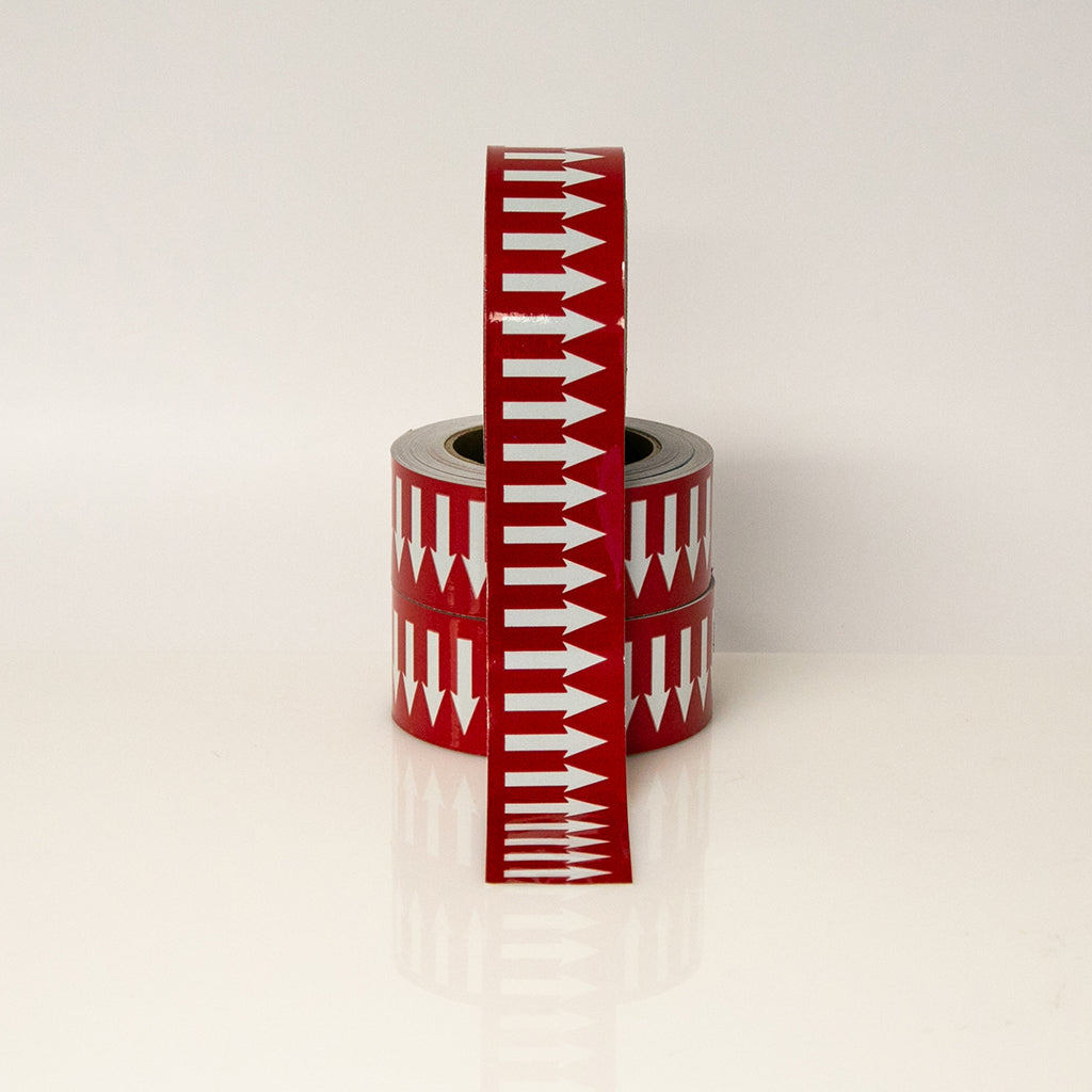 REFLECTIVE DIRECTIONAL FLOW ARROW TAPE -  RED/WHITE