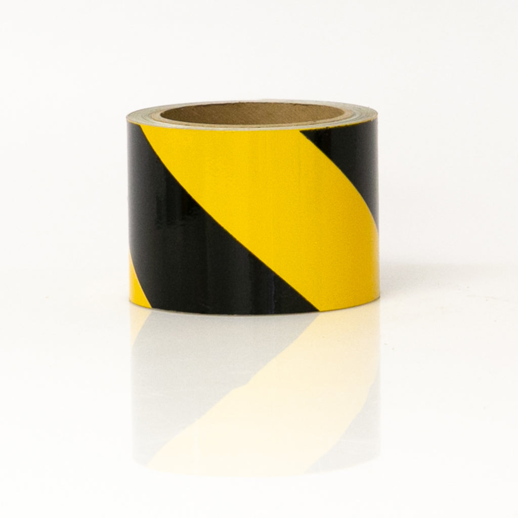 REFLECTIVE STANDARD GRADE TAPE - YELLOW & BLACK STRIPED