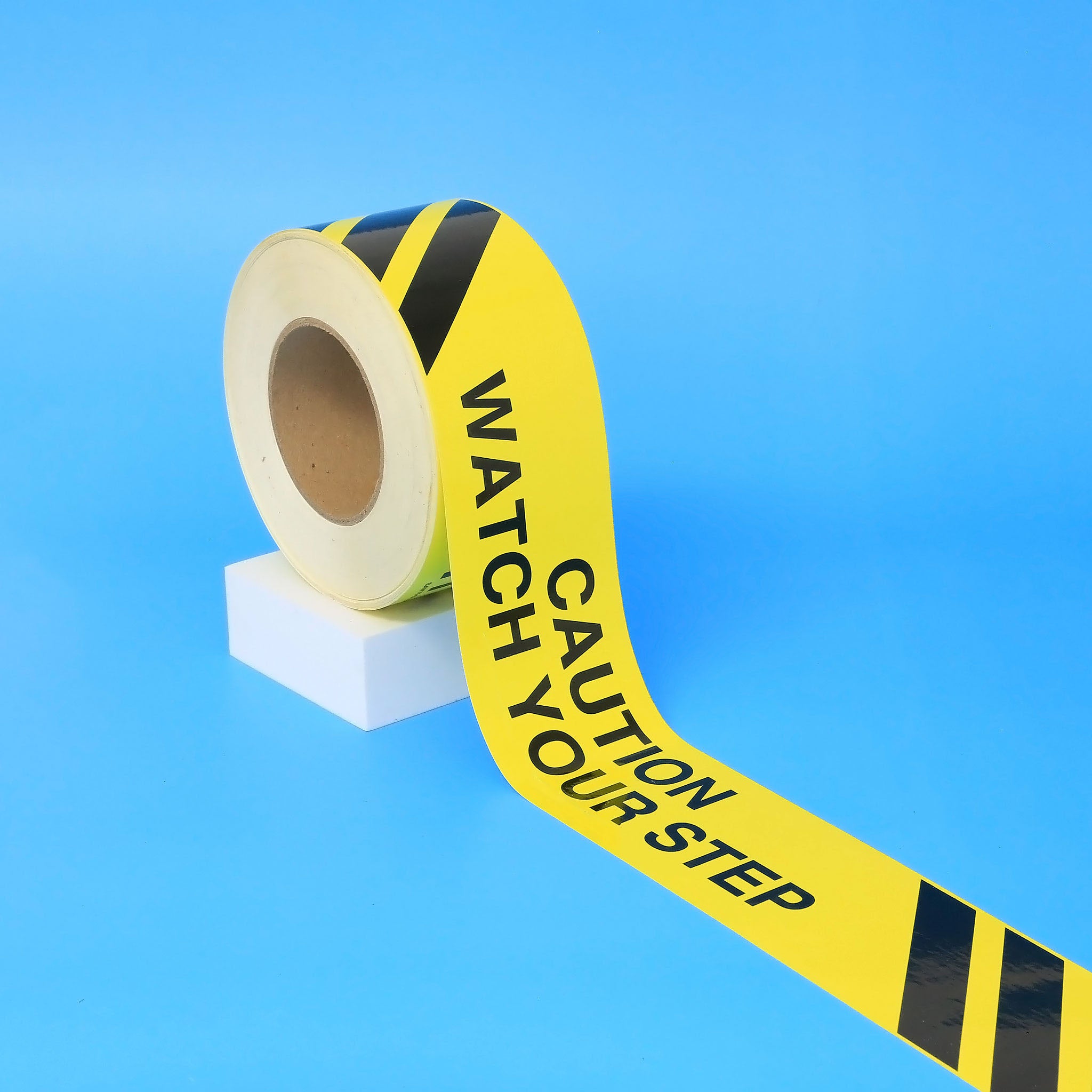 Facility Marking - CAUTION WATCH STEP W/ STRIPES Tape - 3"X200'