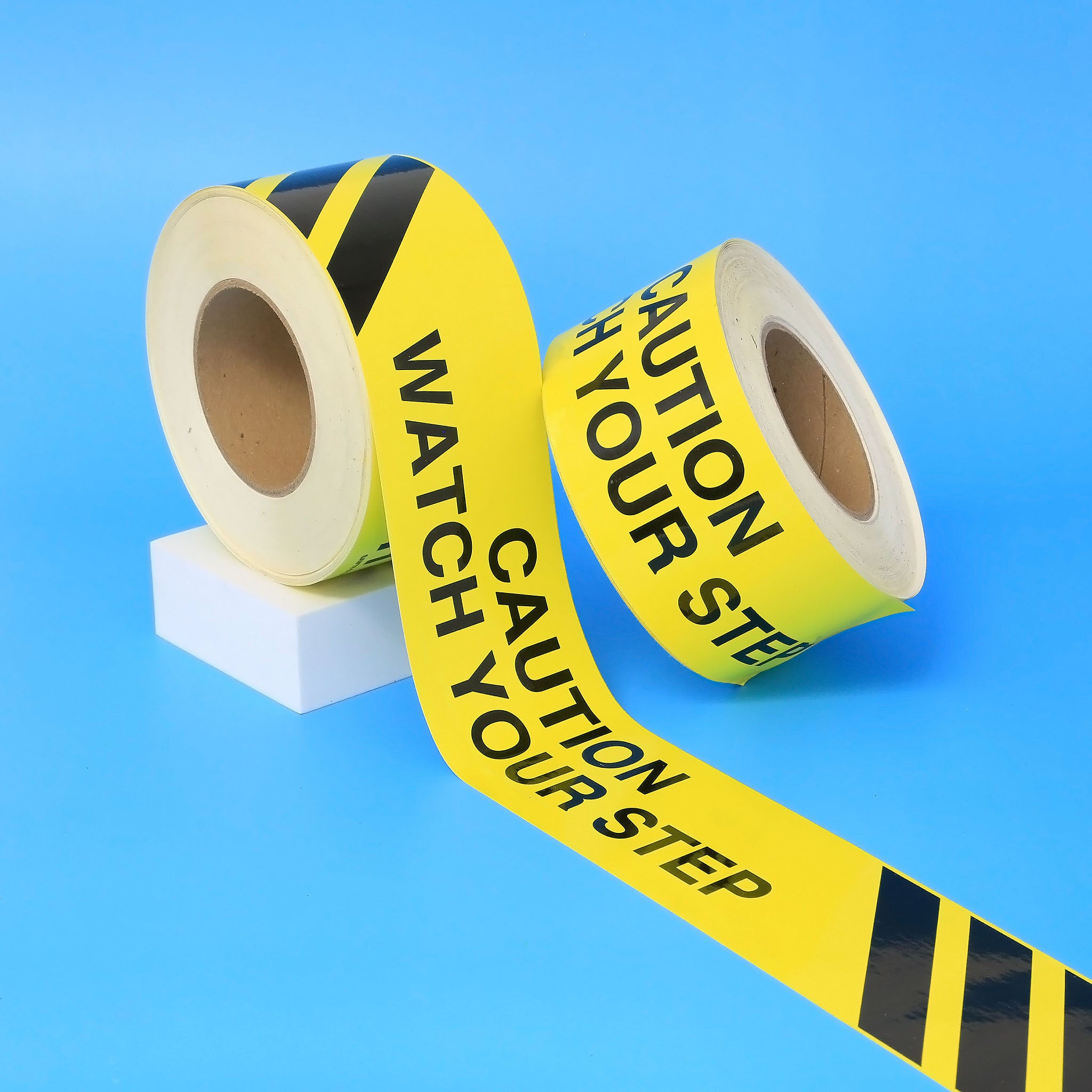 Facility Marking - CAUTION WATCH STEP W/ STRIPES Tape - 3"X200'