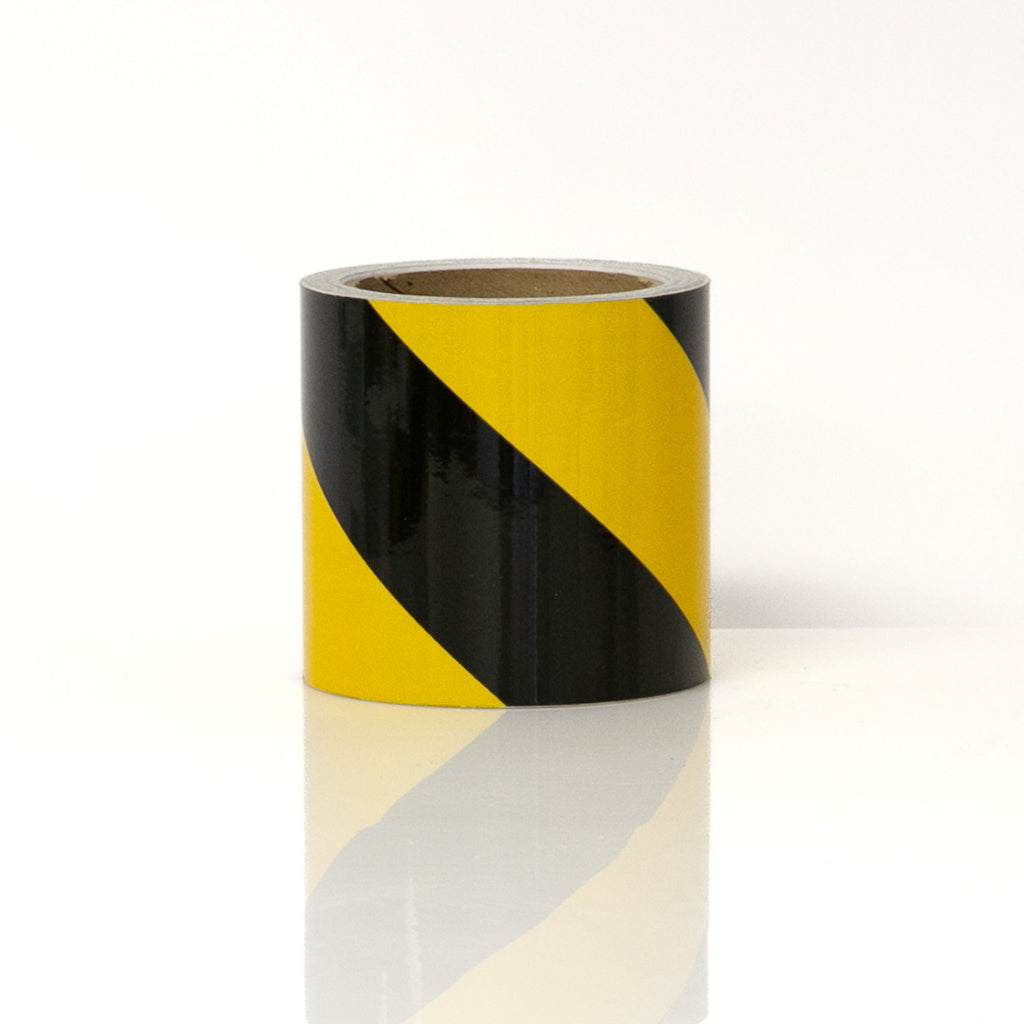 REFLECTIVE STANDARD GRADE TAPE - YELLOW & BLACK STRIPED