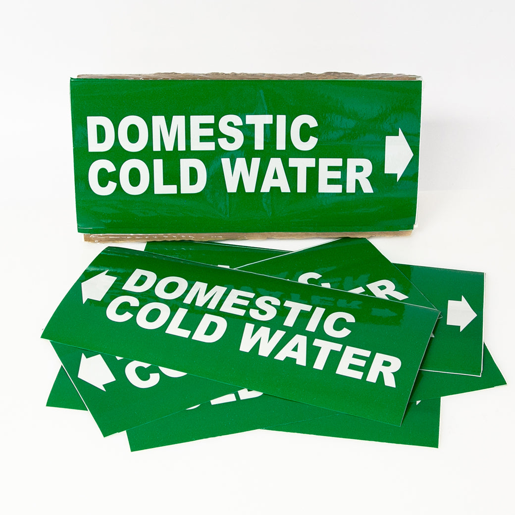 Water Line Labels Examples PIPE MARKING LABEL - DOMESTIC COLD WATER -25 PCS – NADCO Tapes & Labels ...