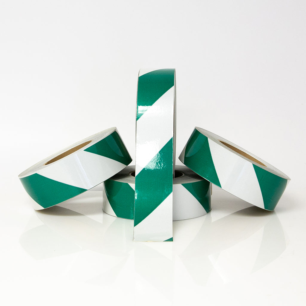 REFLECTIVE ENGINEERING GRADE TAPE-GREEN & WHITE STRIPED