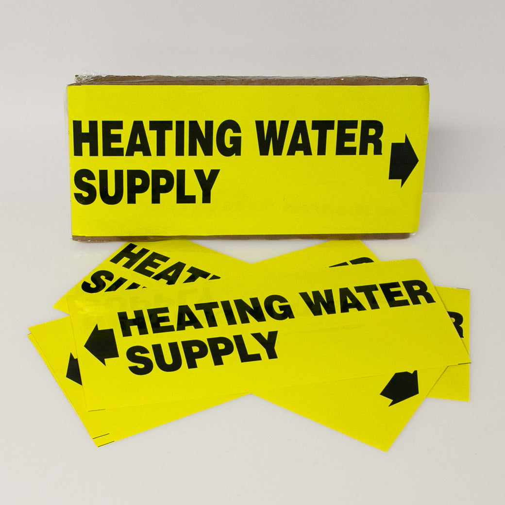 PIPE MARKING LABEL -  HEATING WATER SUPPLY -25 PCS