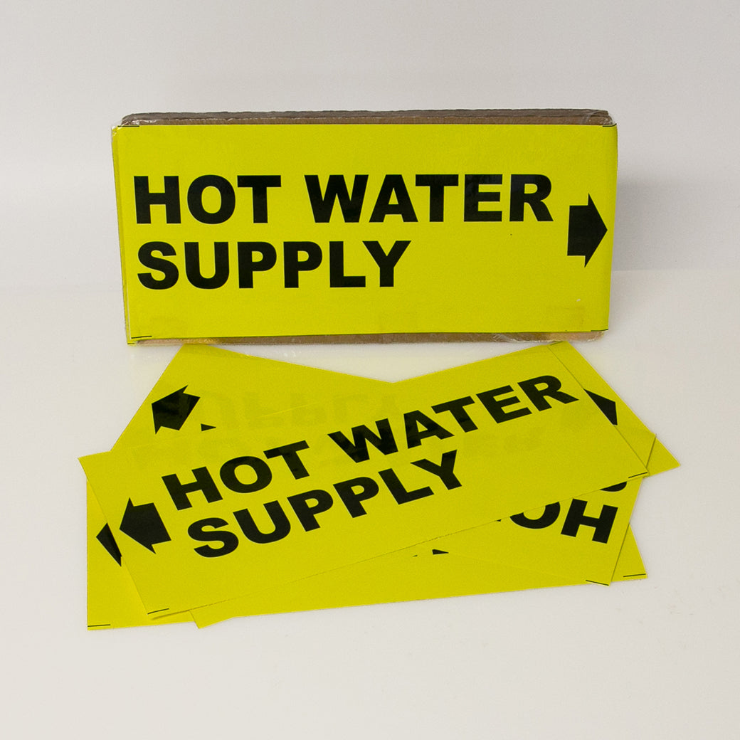 PIPE MARKING LABEL -  HOT WATER SUPPLY -25 PCS