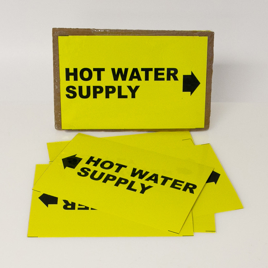 PIPE MARKING LABEL -  HOT WATER SUPPLY -25 PCS