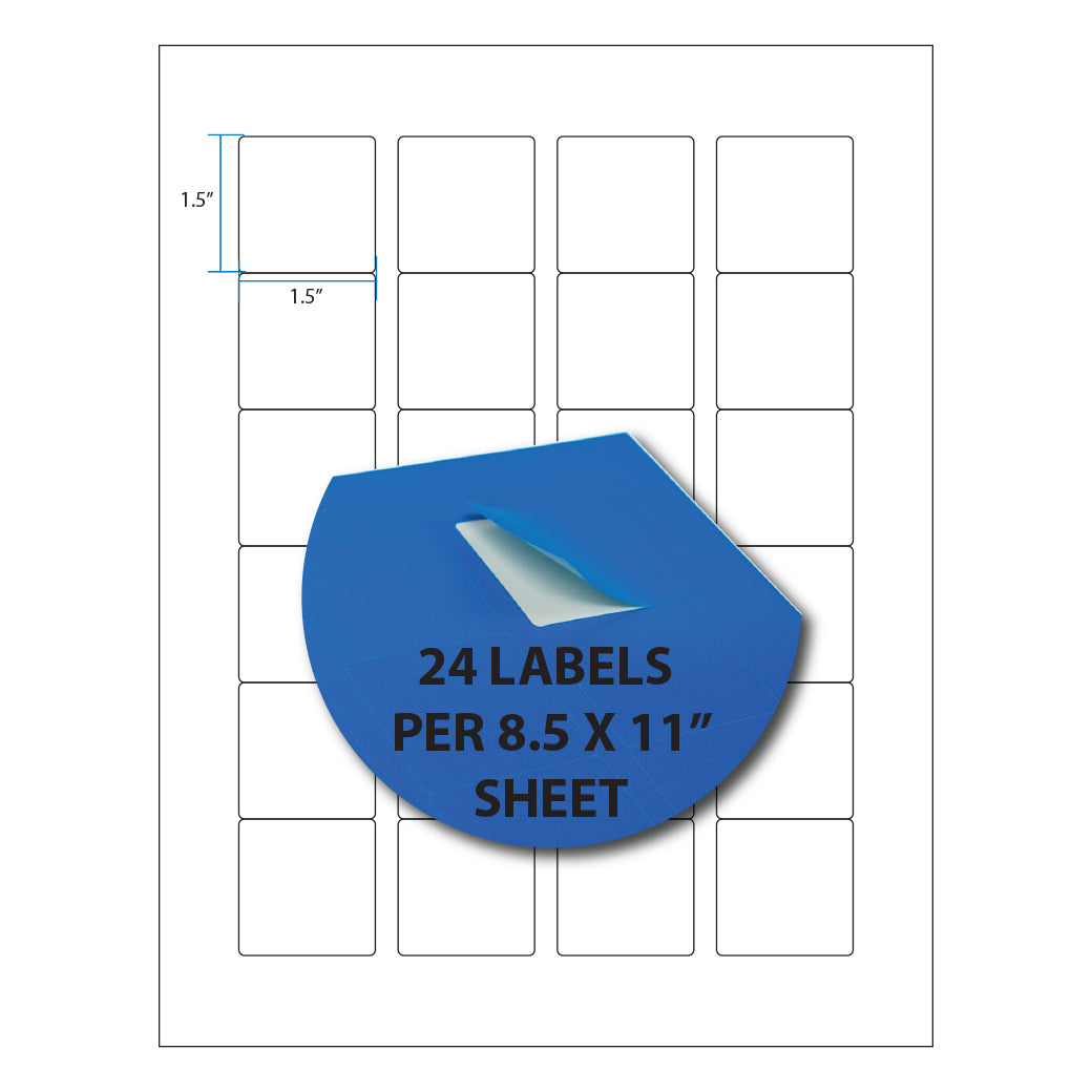 1.5" Square Sheet Labels – 24/Sheet (8.5" x 11")