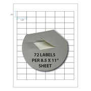 1.25 x .75" Square Sheet Labels – 72/Sheet (8.5" x 11")