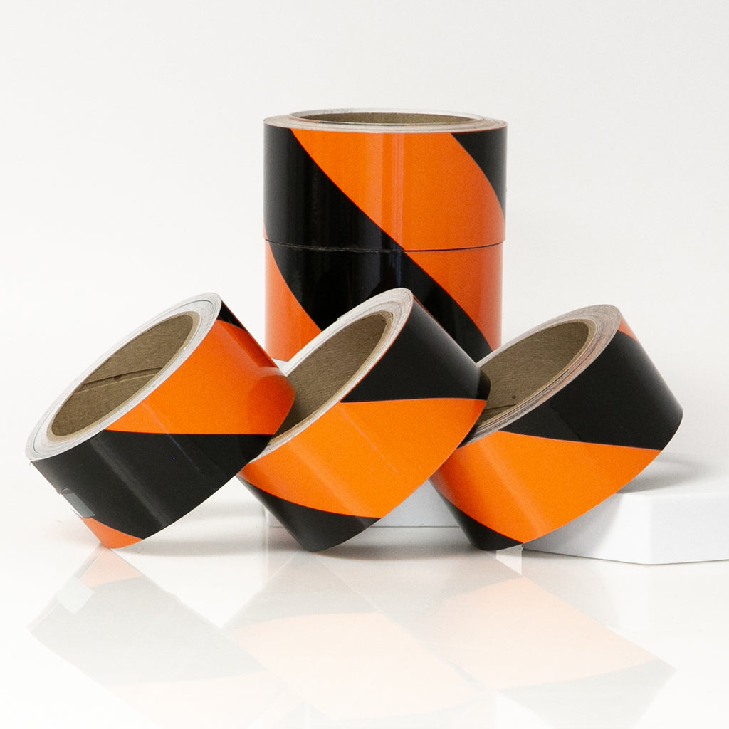 REFLECTIVE ENGINEERING GRADE TAPE-ORANGE & BLACK STRIPED