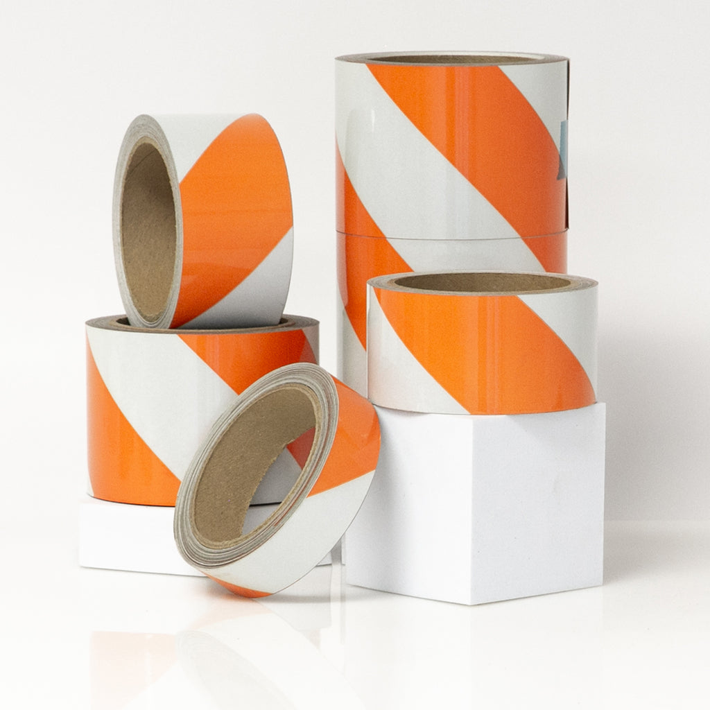 REFLECTIVE ENGINEERING GRADE TAPE-ORANGE & WHITE STRIPED