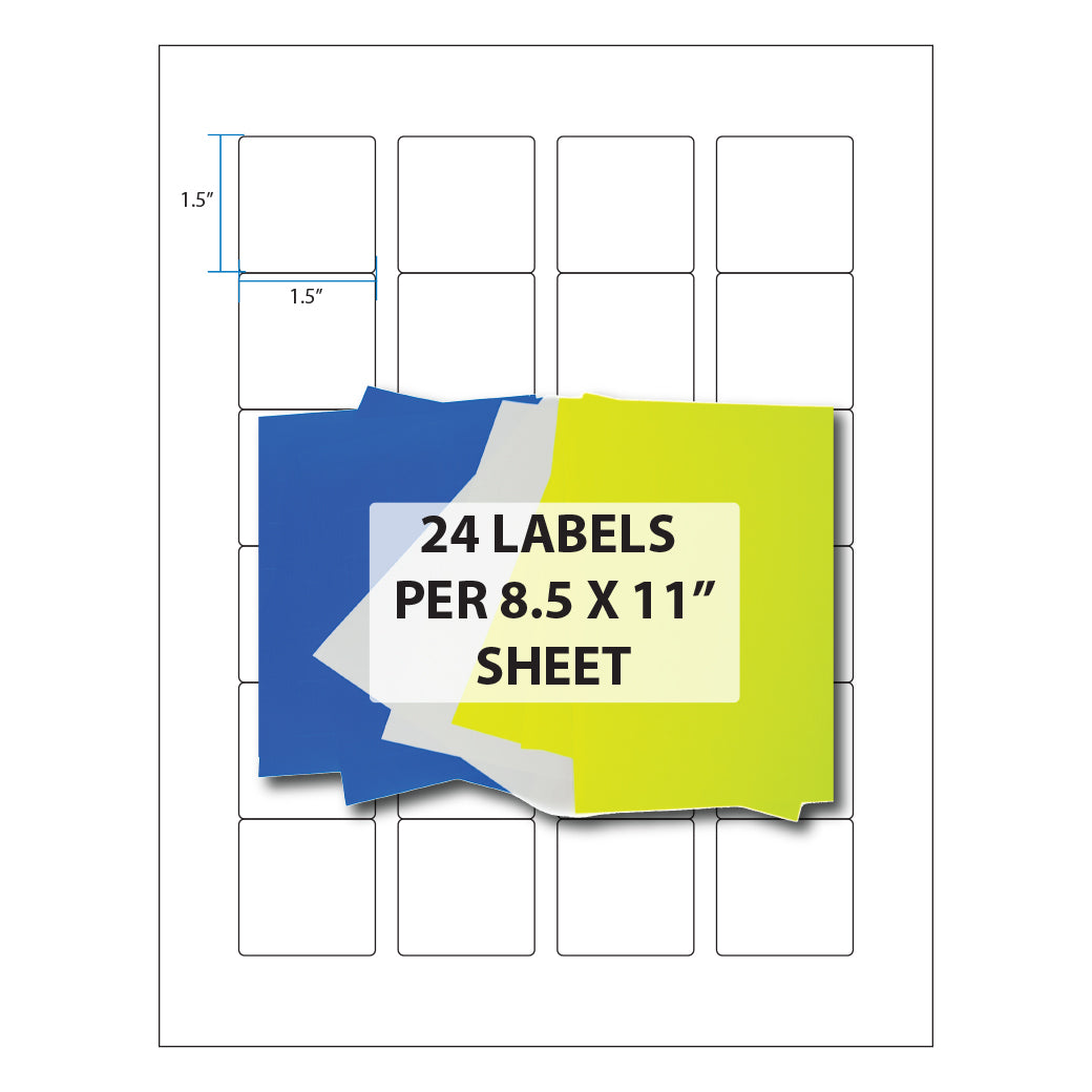 1.5" Square Sheet Labels – 24/Sheet (8.5" x 11")