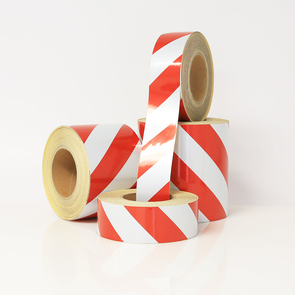 REFLECTIVE STANDARD GRADE TAPE - RED & WHITE STRIPED