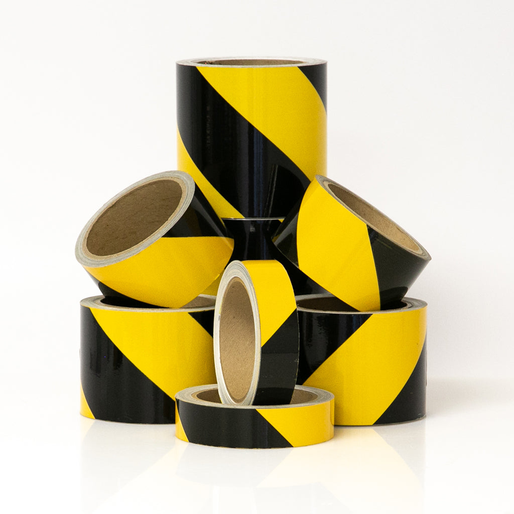 REFLECTIVE STANDARD GRADE TAPE - YELLOW & BLACK STRIPED