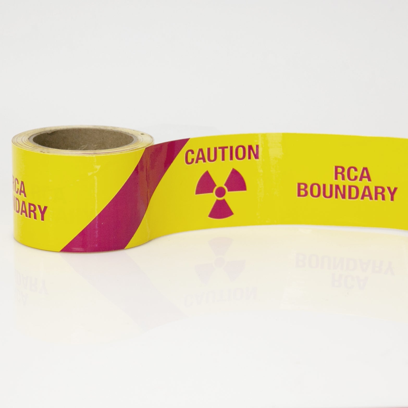 Caution RCA Boundary with Rad Symbol & Stripe 3" x 36 yards - NADCO Tapes & Labels, Inc.