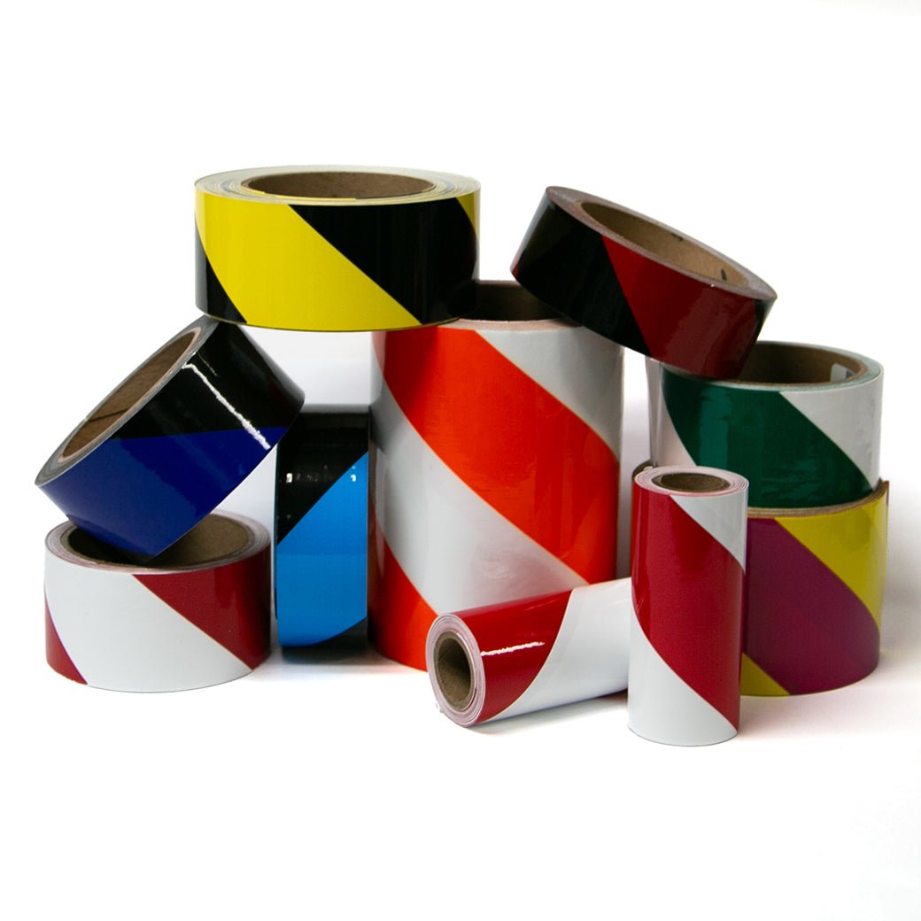 Hazard Stripe Various Colors (Minimum Order 10 Rolls Each) 2" & 3" x 36 yard Rolls - NADCO Tapes & Labels, Inc.